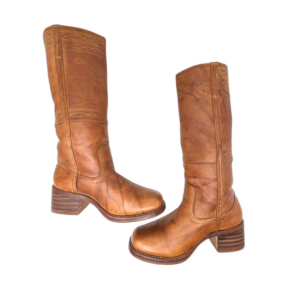 Frye Vintage Campus Horse Stitch Boots Brown Size 9.5 - Picture 7 of 8